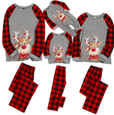 Merry Christmas Parent-child Outfits Christmas Elk Print Family Matching Outfits Clothing Long Sleeve T-shirt Pants Clothes Set