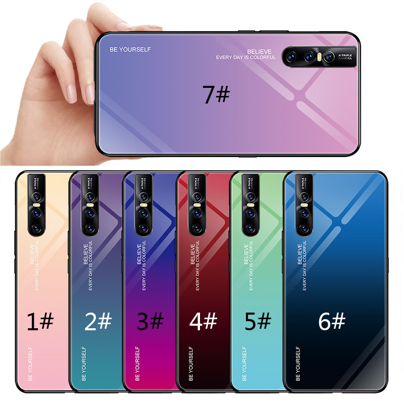 X27 двухцветный градиентный стеклянный чехол X23 для vivo v15pro Чехол для мобильного телефона Бесплатная доставка dhl