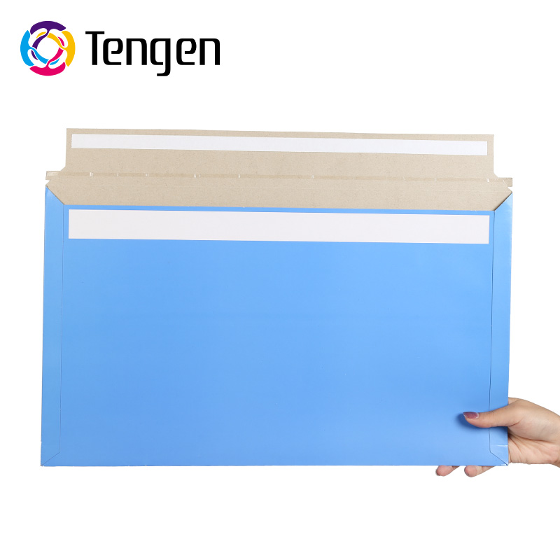 Новый продукт Tengen, биоразлагаемый светло-голубой жесткий упаковочный конверт для почтовых отправлений