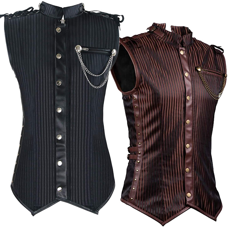 new Halloween Victory Punk style Waistcoat Halloween party Sleeveless Solid Waistcoat black brown color
