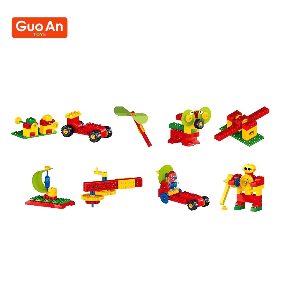 GUOAN TOYS Preschool Educational Mechanical Learning Gear Machinery Parts Kits Steam Toy Simple Machine Building Block Set