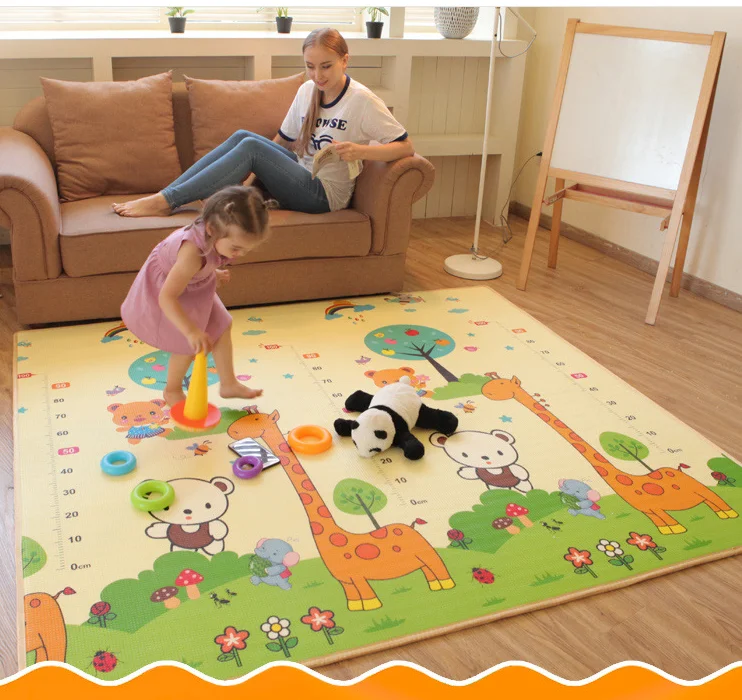 Детские двусторонний игровой коврик 71 "x 59'' x 0,3 ''двусторонний Коврик для ползания Складная Водонепроницаемая Нетоксичная портативные Non-BPA коврик