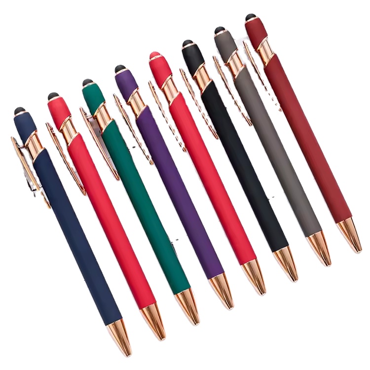 0.7/1mm Writing Rose Metallic Metal Color Colorful Handle 2 in 1 multi-function Ball Point Pen