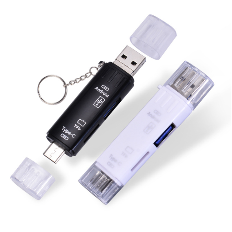 USB plug adapter type c micro USB Hub OTG Adapter 3.0 type-c Multi-function TF Card Reader Converter with metal hanging chain