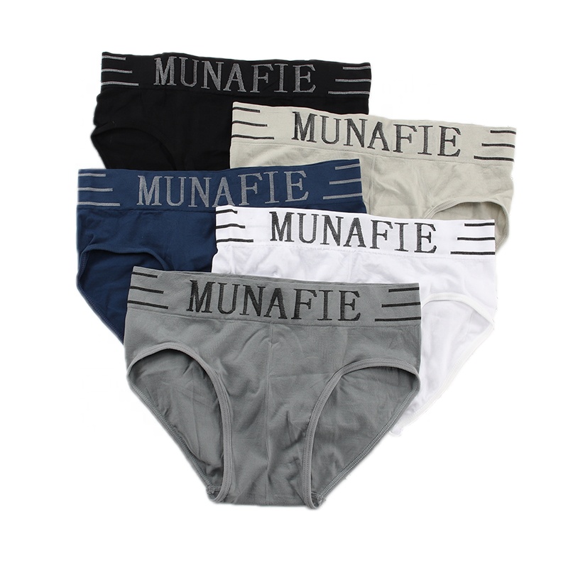 Горячая Распродажа, мужские бесшовные нейлоновые трусы Munafie, удобные трусы хорошего качества с принтом букв, мужские трусы Munafie