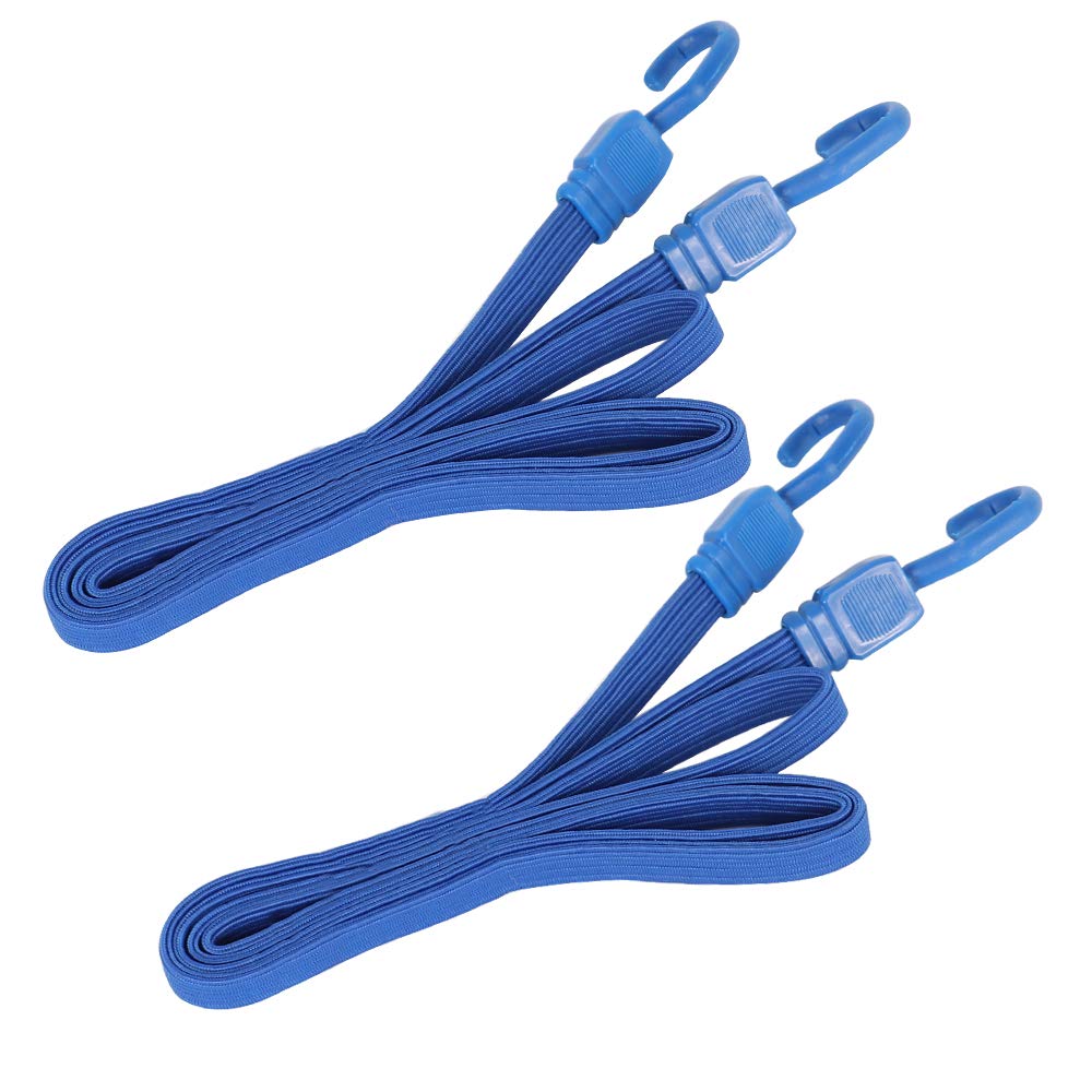 2pcs 18mm* 2m Blue Color polyester plastic with double Hook Flat Bungee Cords