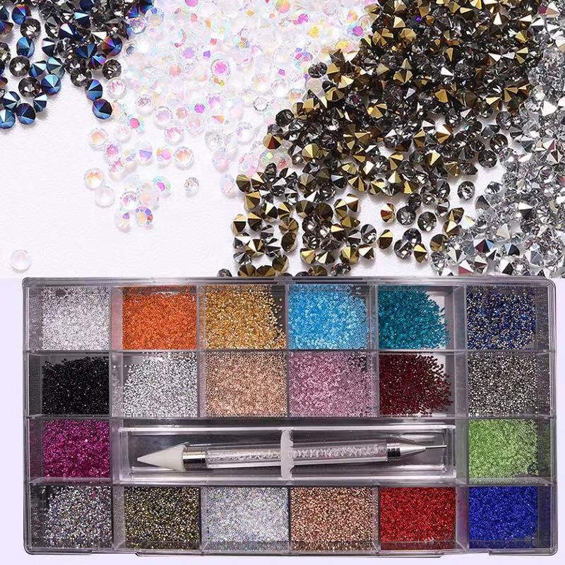 ZH024 Fairy Pixie Dusts Mini Caviar Beads Micro Rhinestone Crystal 3D Nail AB Chaton 1.2mm Nail Rhinestones Decoration for Nail