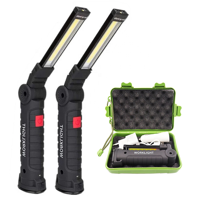 Foldable Work Light с Built-в Battery, COB LED, Camping Hand Torch, Magnet и Hook