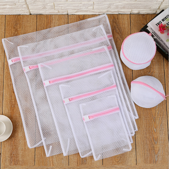 Custom Foldable Commercial Travel Washable Storage Mesh Net Cloth Bra Washing Laundry Bag With Zip