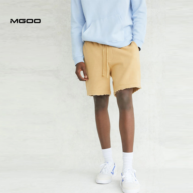 MGOO Distressed Men's Shorts French Terry Cotton Sport Shorts Side Pockets Sweat shorts