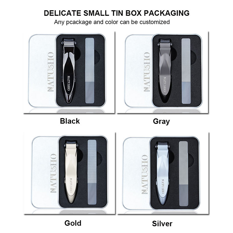 Professional large sharp heavy duty nail nipper stainless steel anti-splash toe finger nail clipper kit with storage catcher