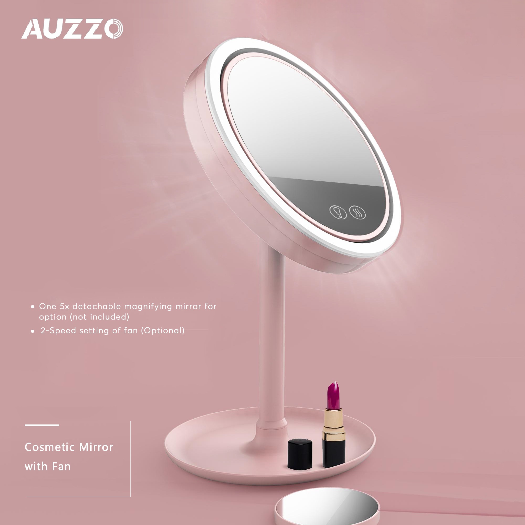 Auzzo/OEM светодиодное косметическое зеркало круглого стола сенсорное управление зеркало для макияжа с подсветкой большое пространство для хранения база красоты зеркало