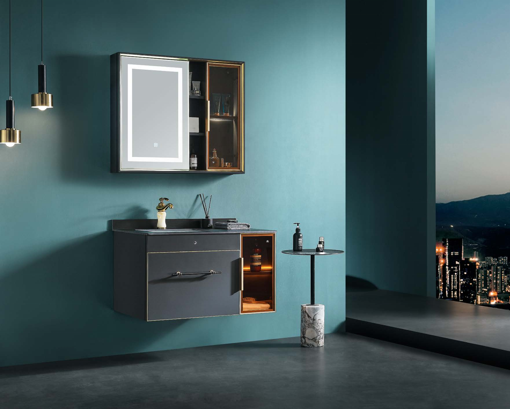 Modern Aluminum Stainless Steel Bathroom Cabinets Vanity Bathroom Modern Metal Vanity
