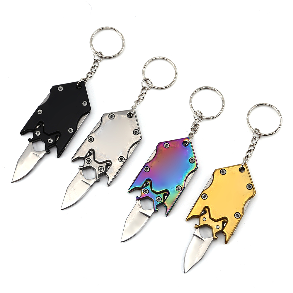 mini keychain knife self defense stainless steel pocket knife ring hiking rescue small folding knife every day carry wholesale