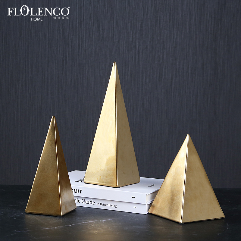 Small Nordic Artificial Crafts Office Desk Desktop Geometric Decor Ceramic Pyramid Ornament Decoration Home
