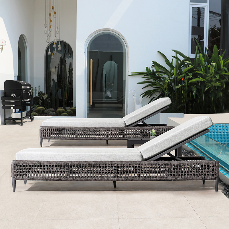 sun lounger outdoor swimming pool chair poolside beach sun bed for spas set rope weaving and aluminium garden furniture