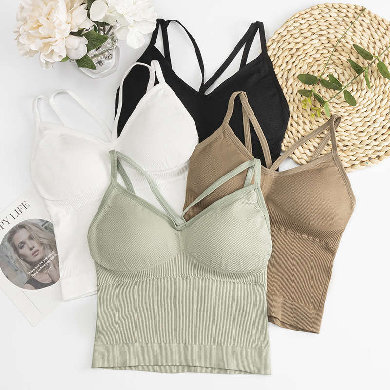 Women's Underwear Long Sling Seamless Camisole Bralette Ladies Slimming Wrap Chest Beauty Back Bra Tank Top