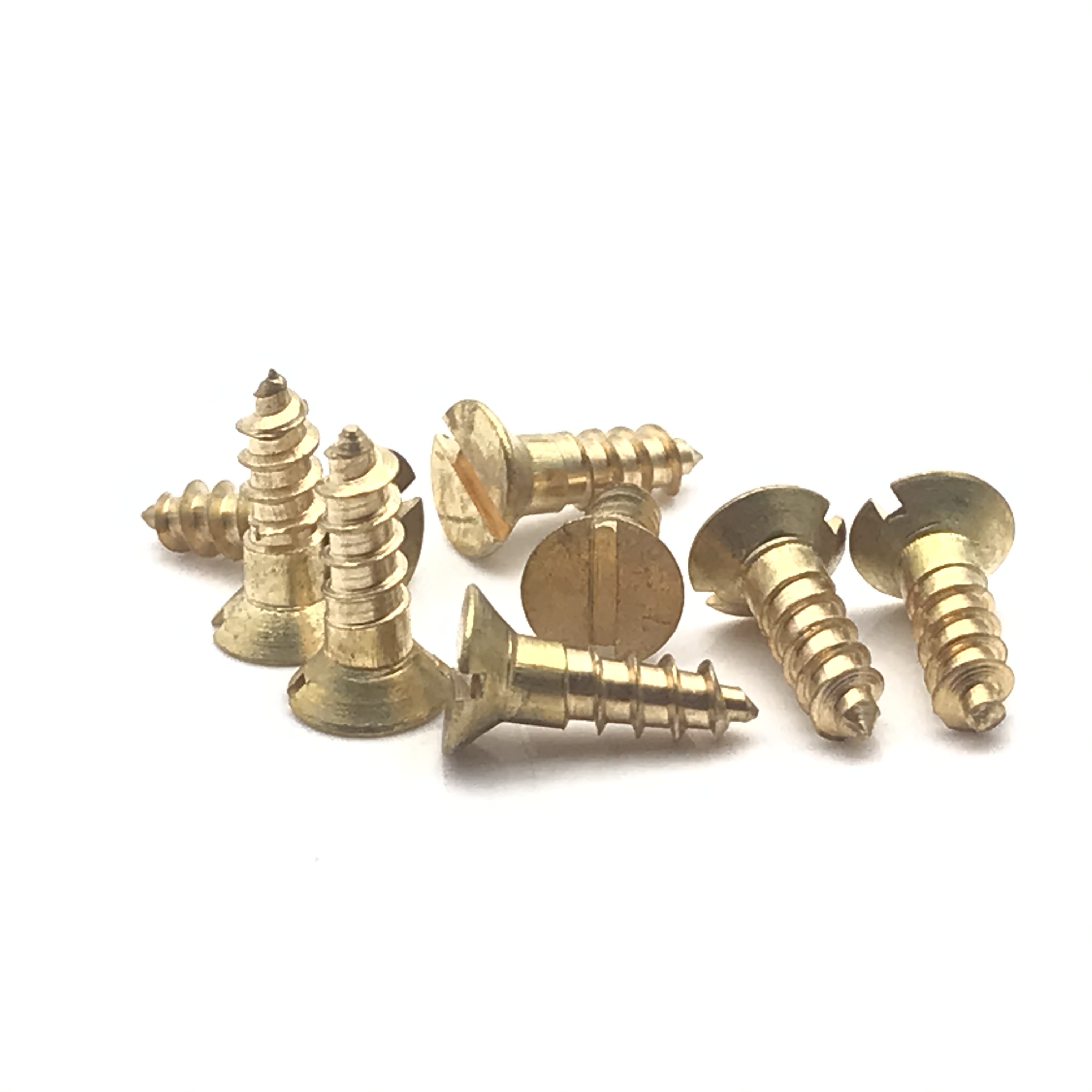 Brass wood screw slot flat countersunk head tapping screw inch # 8*1