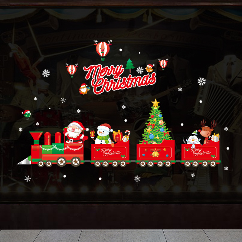 Merry Christmas Window Clings Stickers Window Sticker Christmas Train For Home Window Decoration