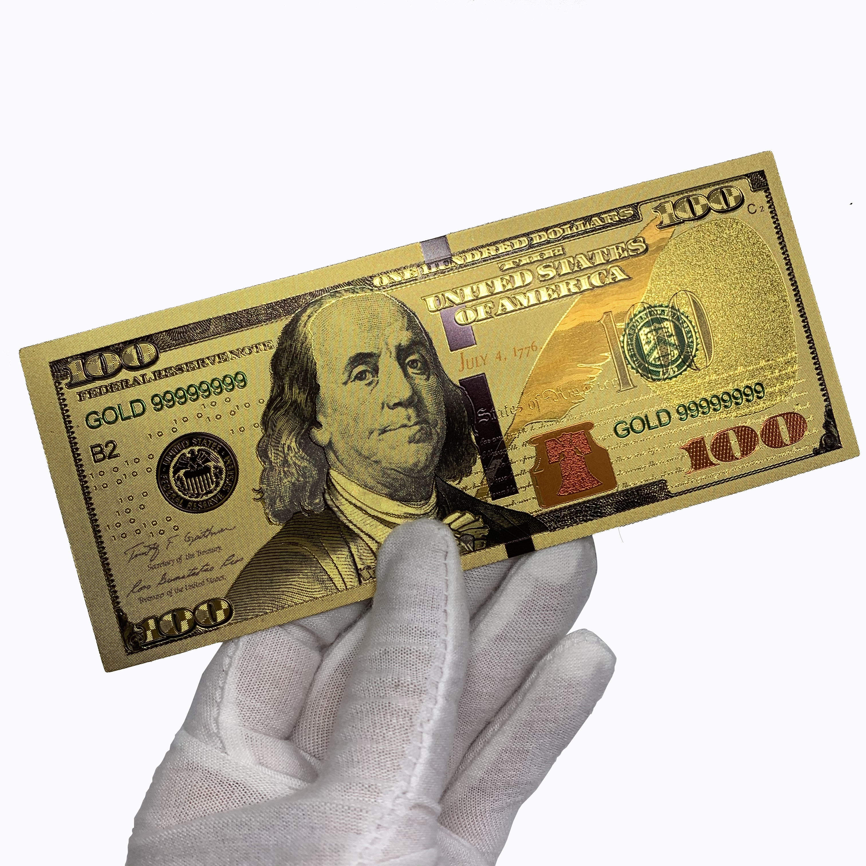 7-Piece Colorful Print US Dollar Bill Gold Foil Note Currency Money Banknotes