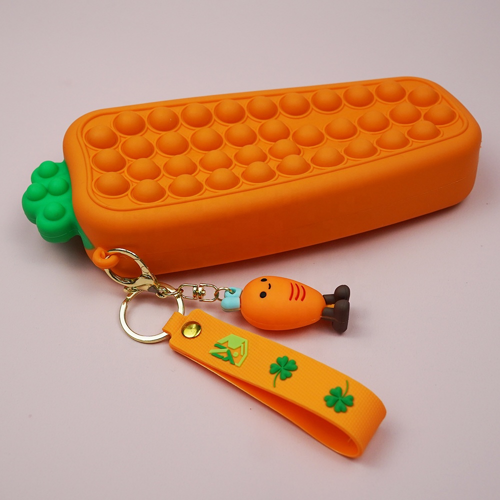 Big Capacity Carrot Fidget Pencil Case Popit Pen Pouch