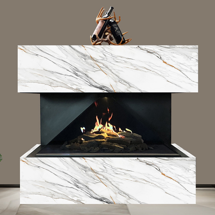 Luxury 3 sided decorative electric fireplace with realistic flames and crack sound
