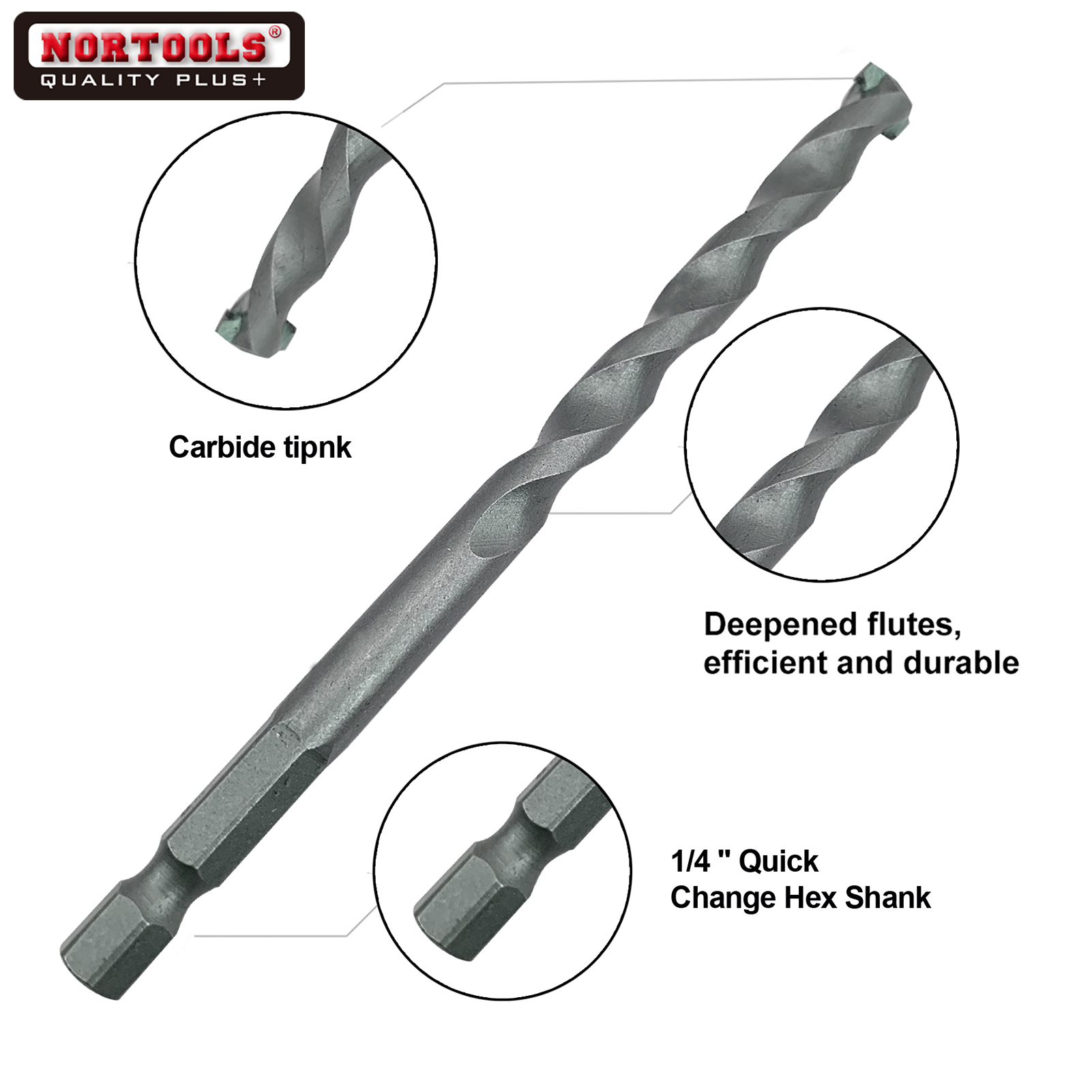 5 PCS Carbide Tip Hex Shank Masonry Concrete Drill Bit Tile Drills Set with Hex Shank