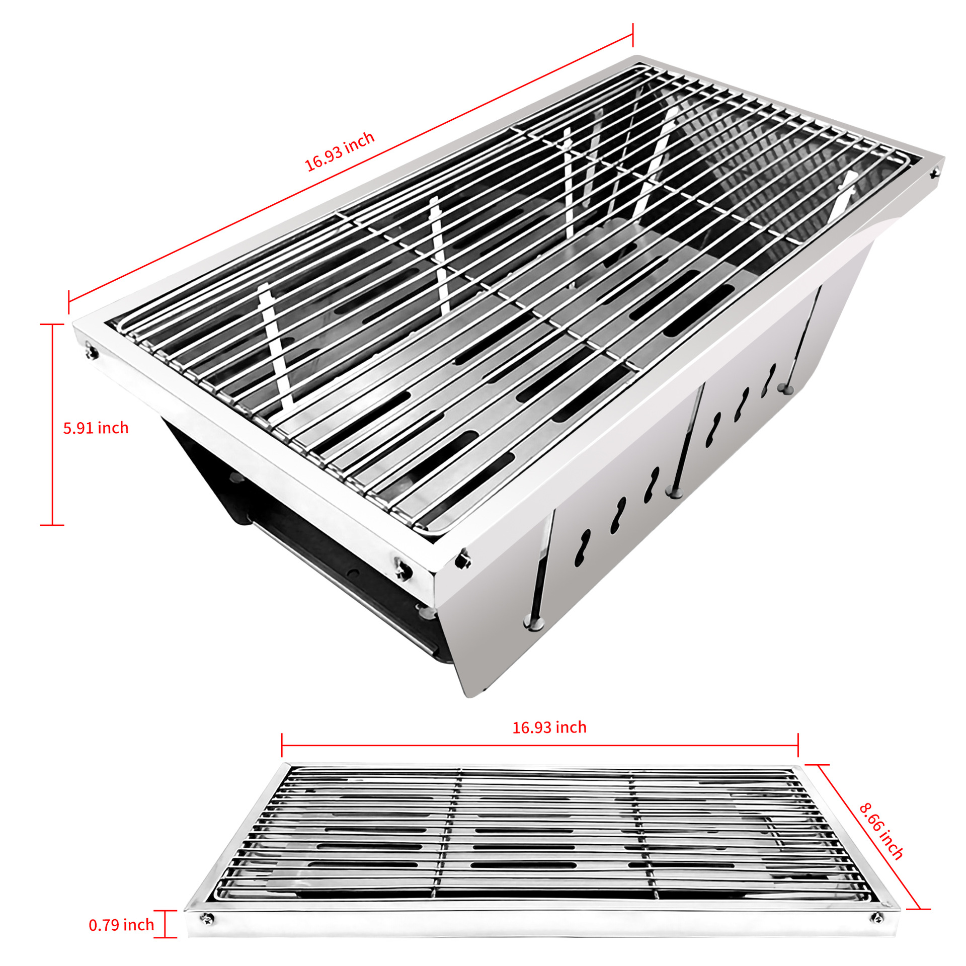 Outdoor Camping Foldable Stainless Steel Portable Camping Bbq Grill