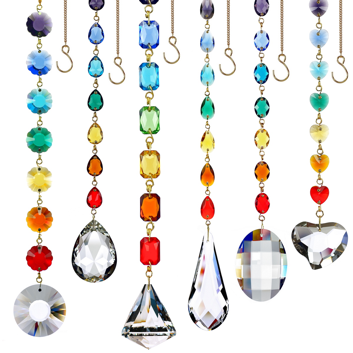 GOLDENHAITAI Crystal Sun catcher Wind Chime 40mm Prism for Window Hanging Decoration Handmade Gifts for Mom, Girls