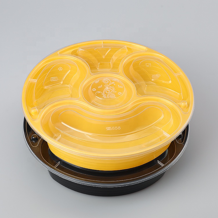 SZ-858 пластиковый одноразовый Ланч-бокс bento с 5 отделениями