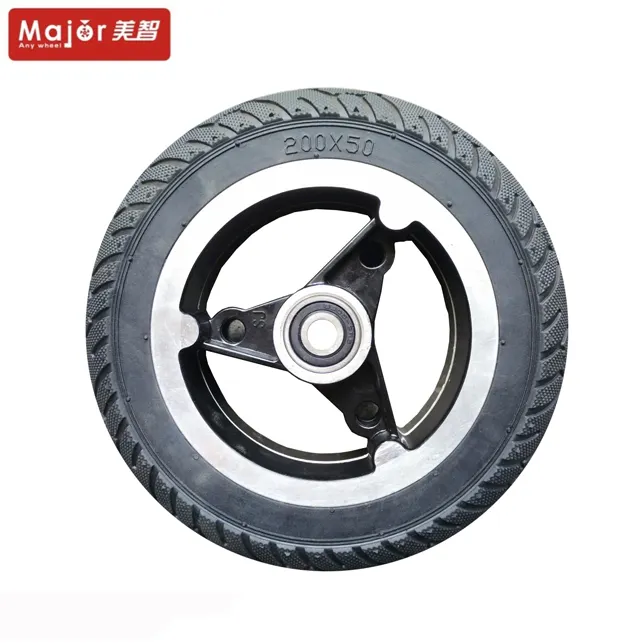8 Inch Semi-Pneumatic Tire With Bearing For Trolley Carriage Rubber Wheel