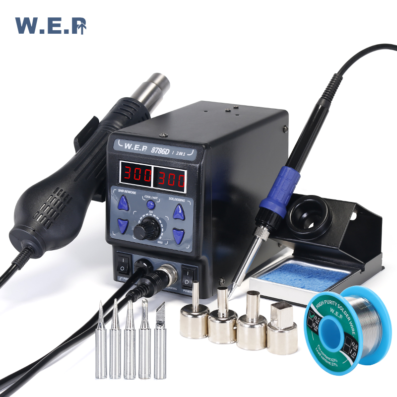 Многофункциональная паяльная станция WEP 8786D-I SMD со светодиодным дисплеем и регулировкой температуры