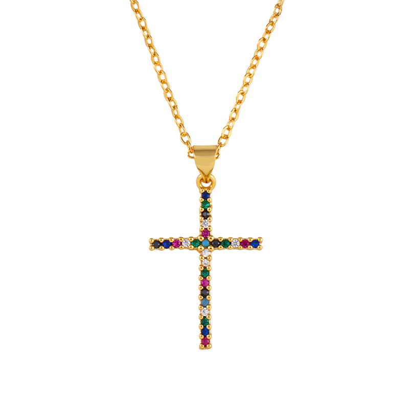 Amazon best-selling cross love pendant necklace with diamond-encrusted zircon necklace love shape cross shape for girls