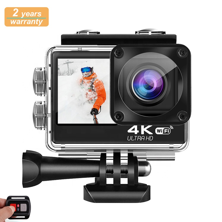 Двойной экран Экшн-камера 4K 60fps из водонепроницаемого материала с сенсорным экраном EIS со сверхвысоким разрешением Ultra HD, карманный Экстремальные виды спорта видео регистратор со стабилизатором