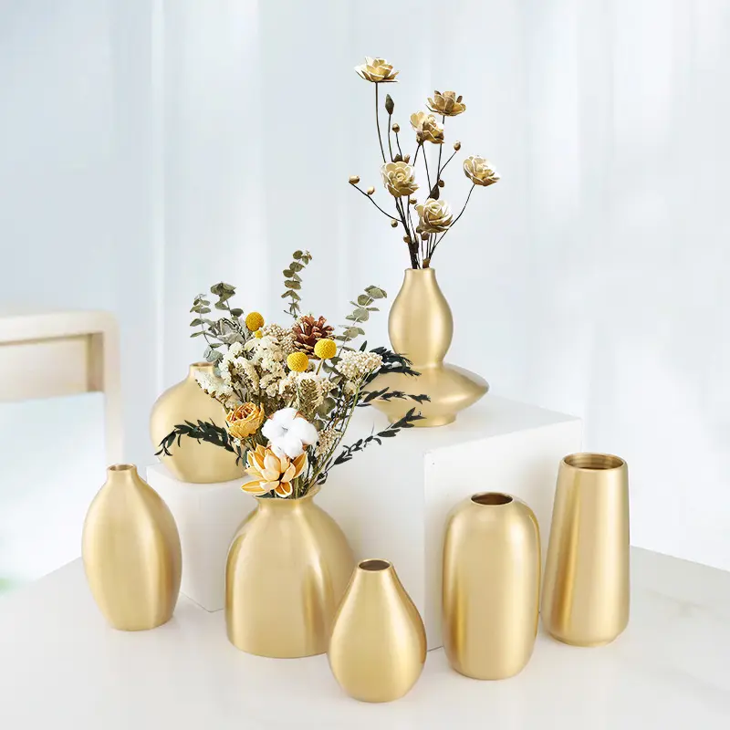 Modern luxury gold metal bud vases home decor brass vase