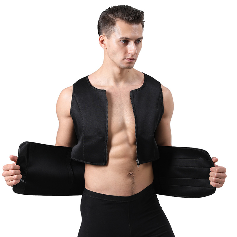 Men's Double Waist Belt Vest Shapewear Reinforced Sweat Rubber Corset Girdle Sports Waist Abdomen Belt