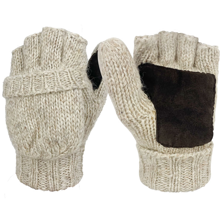 Bestwecan Premium Wool Convertible Mitt Ragg Wool Knit Gloves and Mittens for safety Work