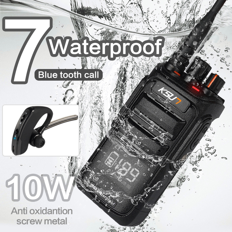 KSUN IP67 Waterproof Woik Toik Blue tooth BT Professional Portable Two Way Ham Radio 10W High Power Walkie Talkie 100 KM