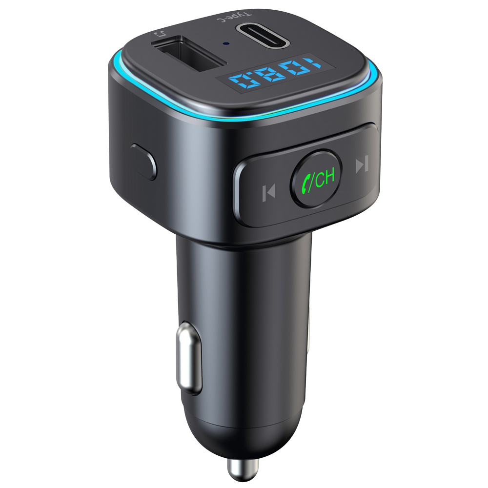 Автомобильный MP3-плеер T46 с Bluetooth V5.0, автомобильное зарядное устройство QC3.0, комплект громкой связи, 7 цветов света, автомобильный fm-передатчик, радиостанция
