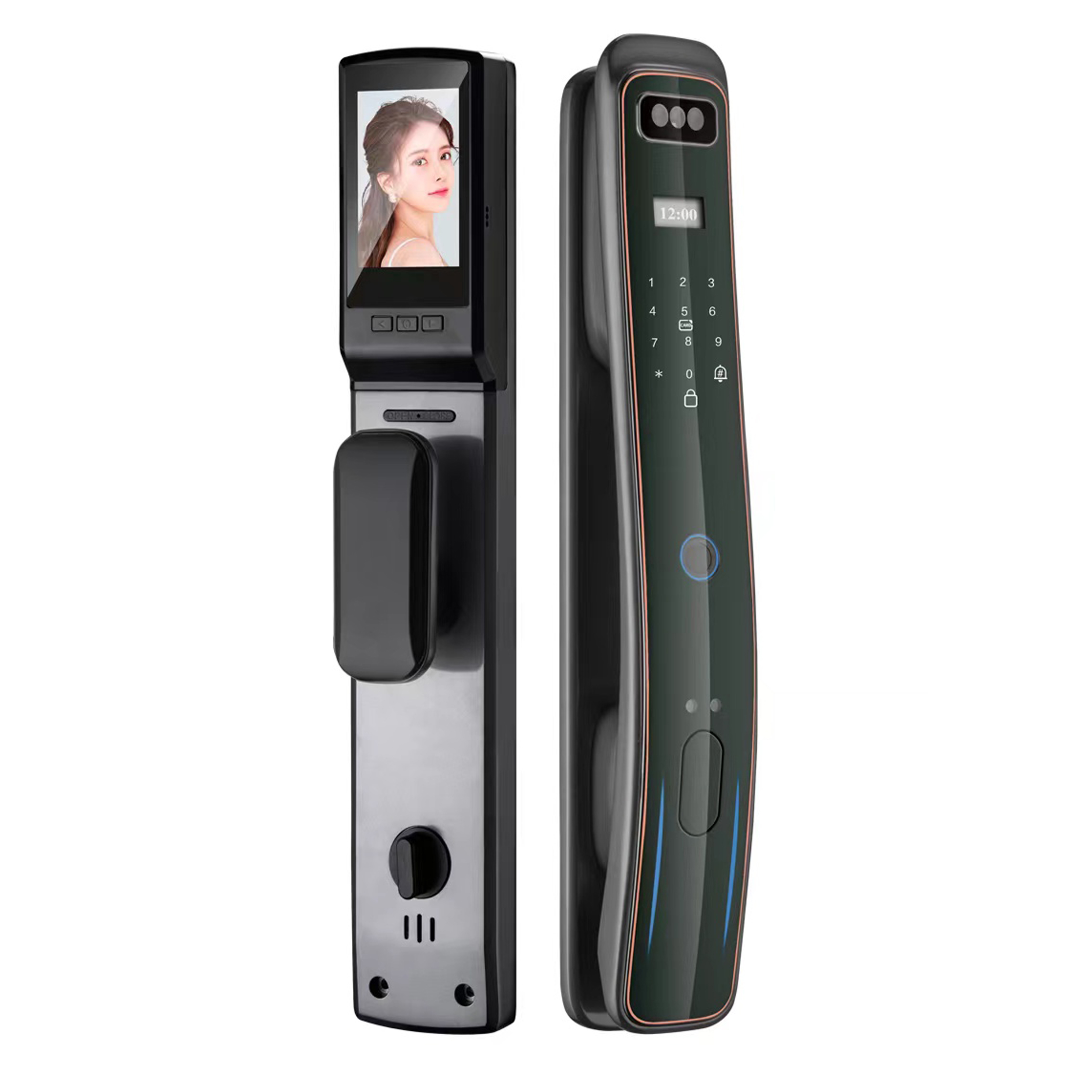 Glomarket Tuya Wifi 3d face recognition smart door lock, Serradura biometric fingerprint security smart lock with camera