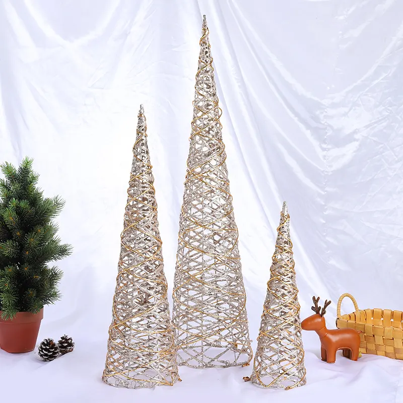 Environmental Protection Mini Christmas Ornament 40 Cm Indoor Christmas Decoration Paper Rope Cone Tree