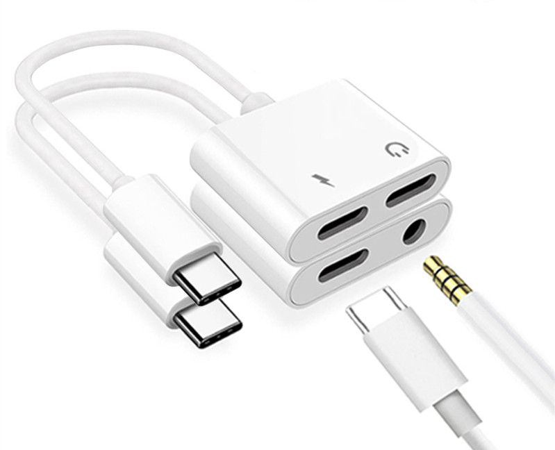 Переходник 2 в 1 с Usb C на 3,5 мм для наушников с разъемом Aux для мобильного телефона Тип C Разветвитель для наушников типа C на 3,5 с зарядкой и вызовом