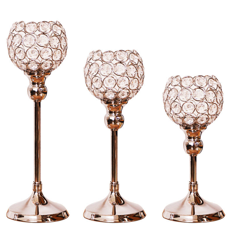 Handcrafted Candlesticks Wedding Gold Acrylic Candle Holders Set of 3