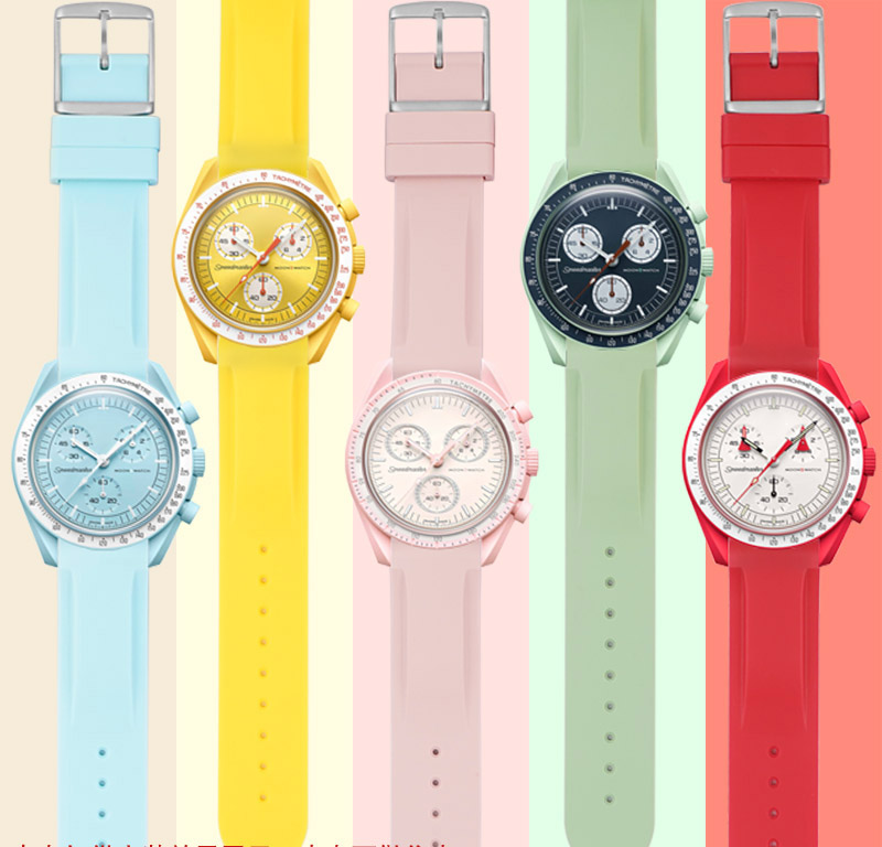 Ремешок резиновый для часов Omega Swatch, цветной водонепроницаемый стальной браслет для наручных часов, с изогнутым концом, 20 мм 22 мм
