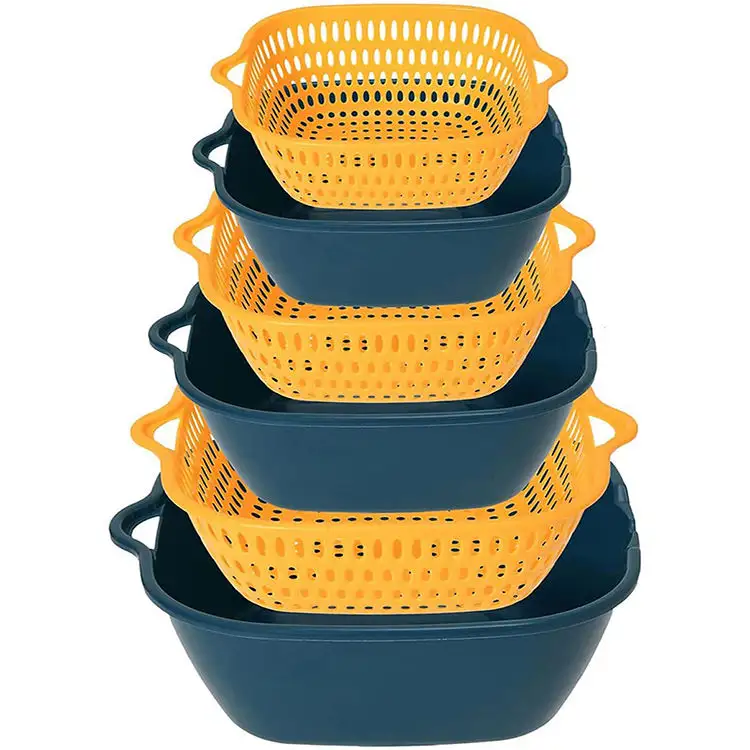 6-piece Kitchen Multifunctional Drain Basket For Cleaning Draining And Storing Fruits And Vegetables Easy To Place Safe Material