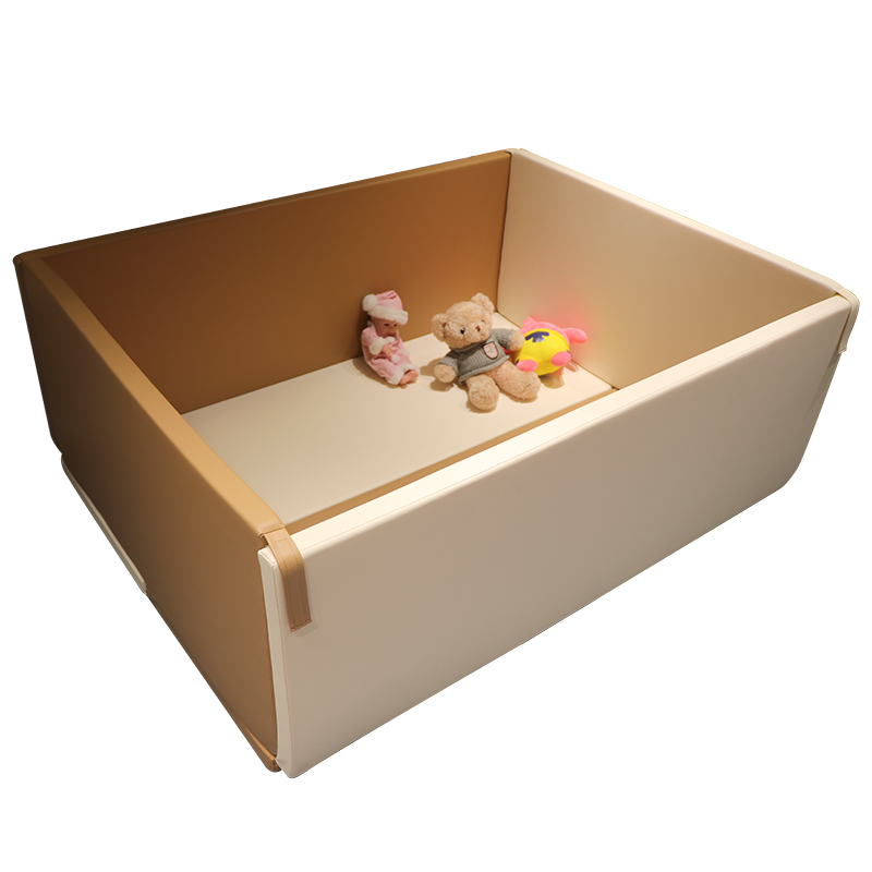 Solvent-free PU leather EPE / XPE foam multifunctional children's playpen with safety fence detachable