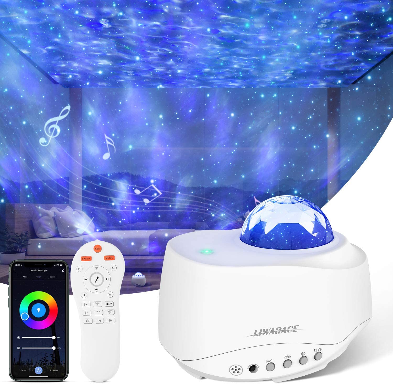 Прямая поставка проектор Galaxy Star Bling Bluetooth Звездный лазерный проектор звездный и лунный