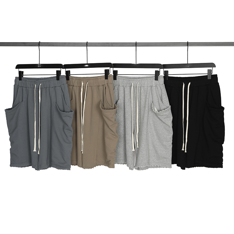 Large Pocket Garment-Washed Heavy Cotton Sweat shorts Elastic Waist Terry Jogger High Quality Streetwear