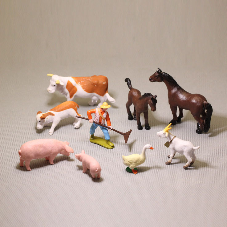 Farm Animals Miniature Terrarium Figurines Mini garden Figures Doll House Decor Farmer Horse Duck Goat Pig Cow