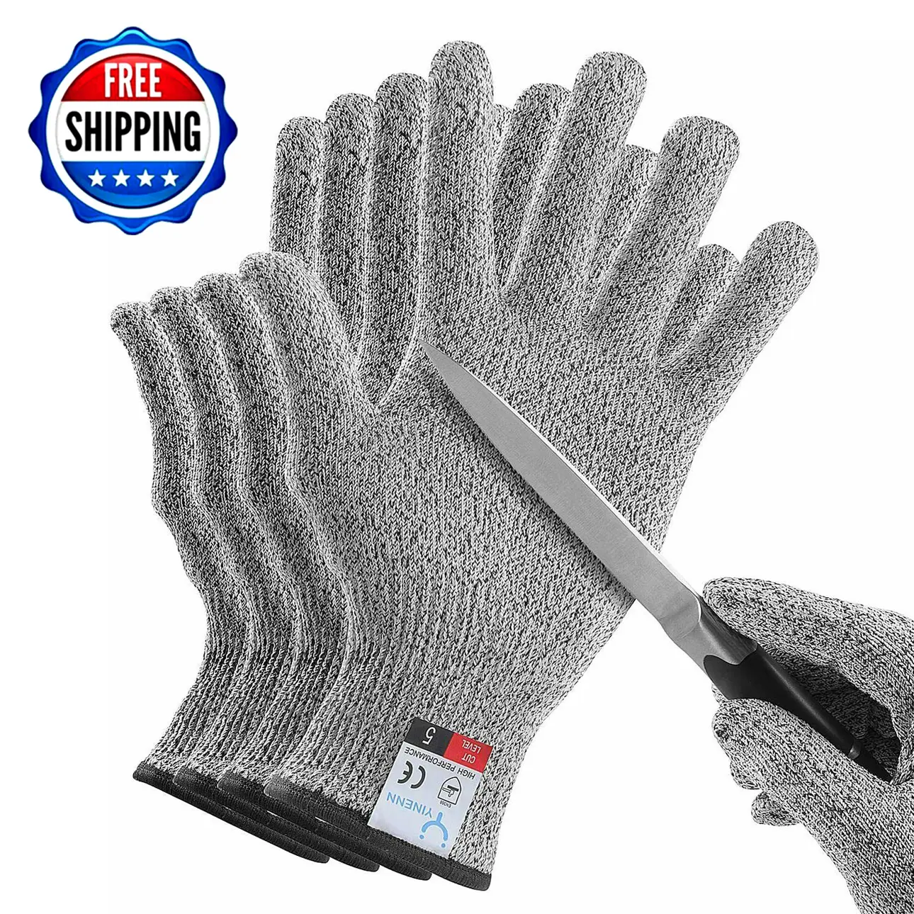 USA Warehouse Shipping Within 24h 2 Pairs Cut Proof Resistant Work Gloves Kitchen Food Grade Level 5 Protection